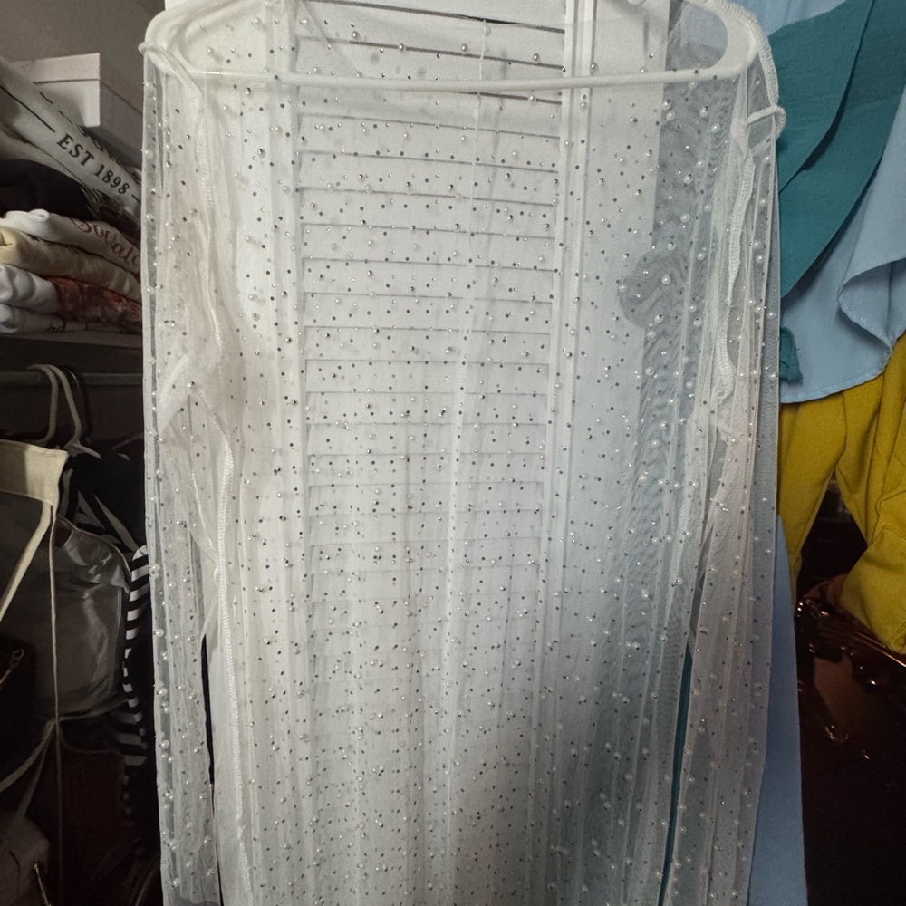 Sheer White Beaded Top